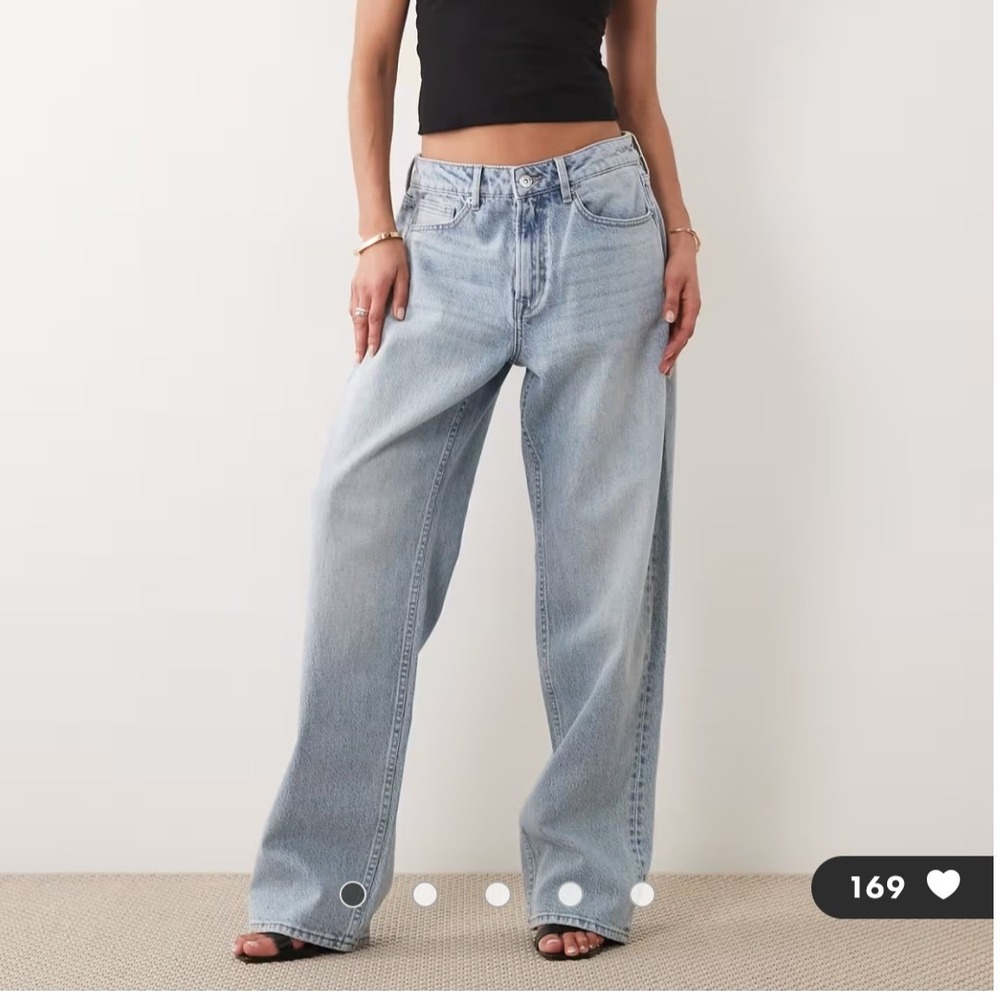 Good American Good 90s Jeans Light Blue Wash Loose Wide Leg GNIL999T Size 00/24